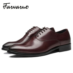 FARWARWO Men's Leather Oxford Shoes Pointed Toe Formal Comfortable Dress Shoes