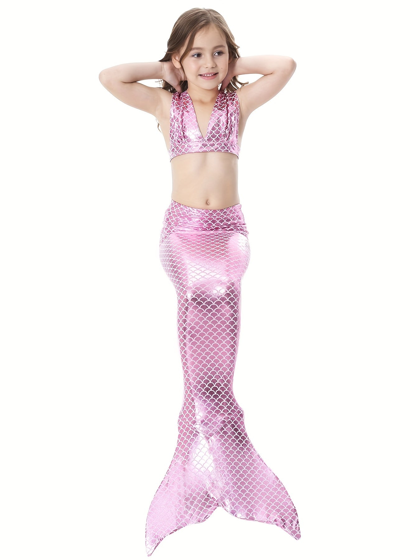 Girl's Mermaid Swimsuit 3pcs Bikini Set & Tail Costume