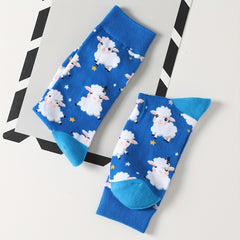 Cartoon Sheep Print Socks Women's Stockings