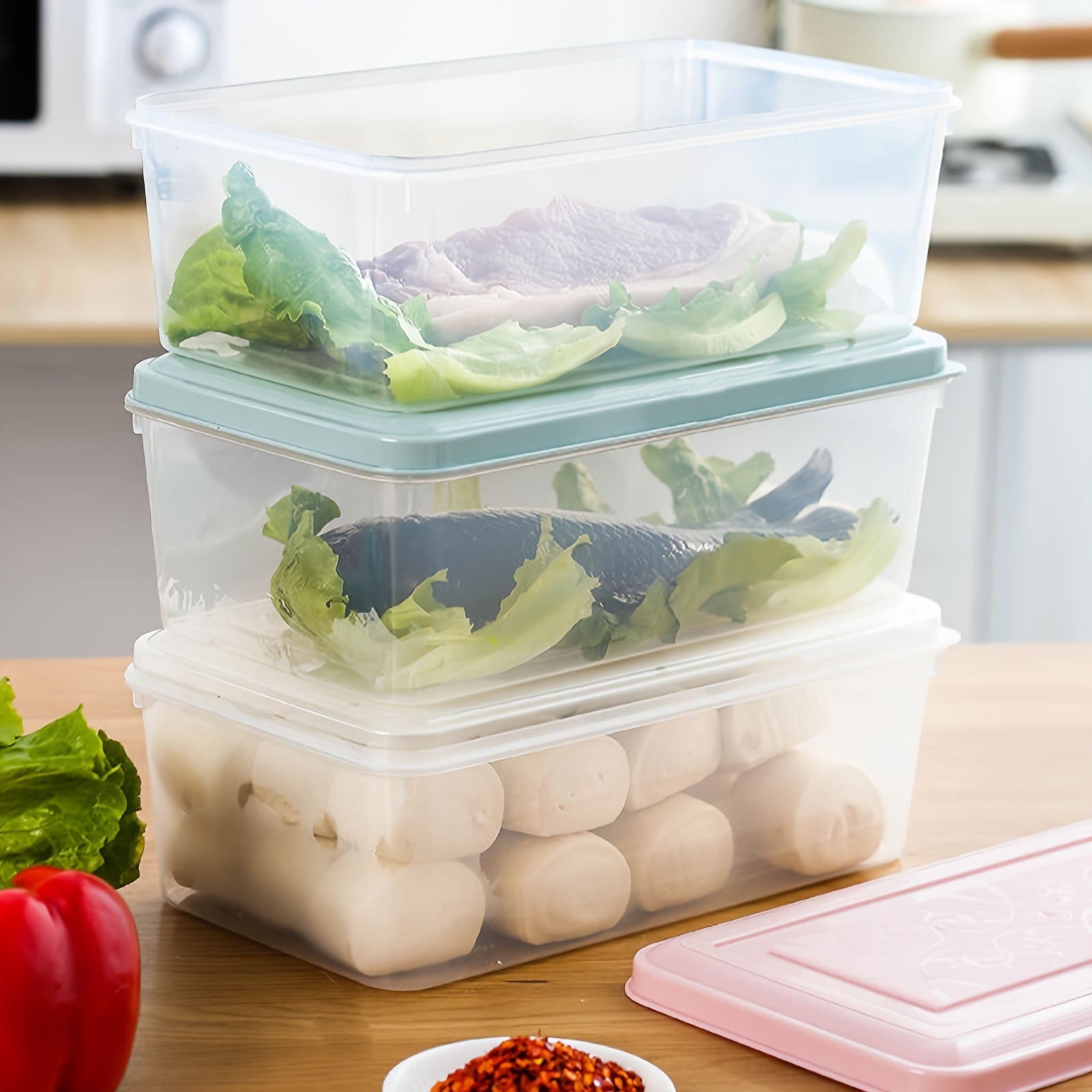 Fridge Organizer Box With Lid Reusable Food Storage Containers