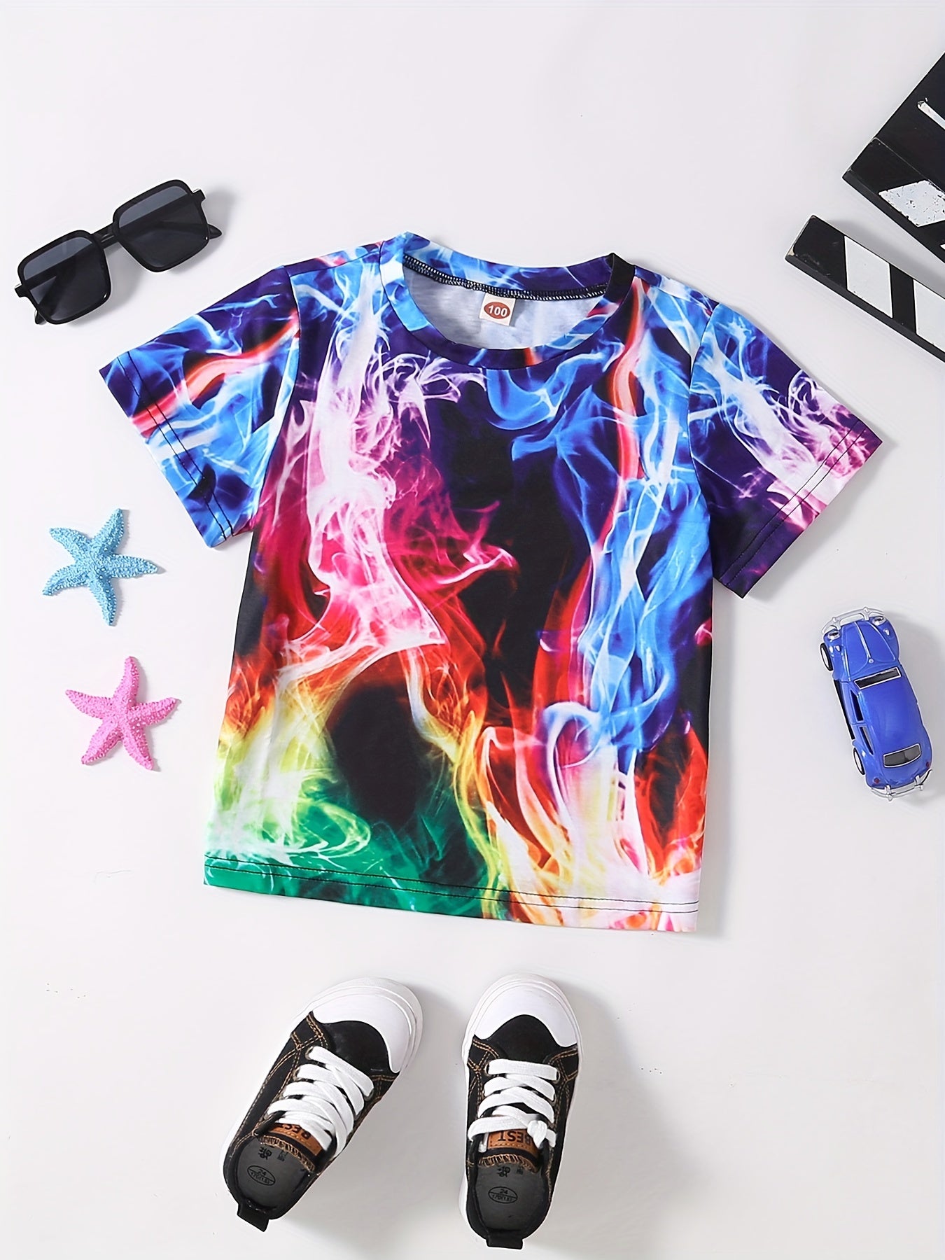 3D Printed Flame T Shirt for Boys - Summer Outfit