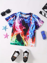 3D Printed Flame T Shirt for Boys - Summer Outfit
