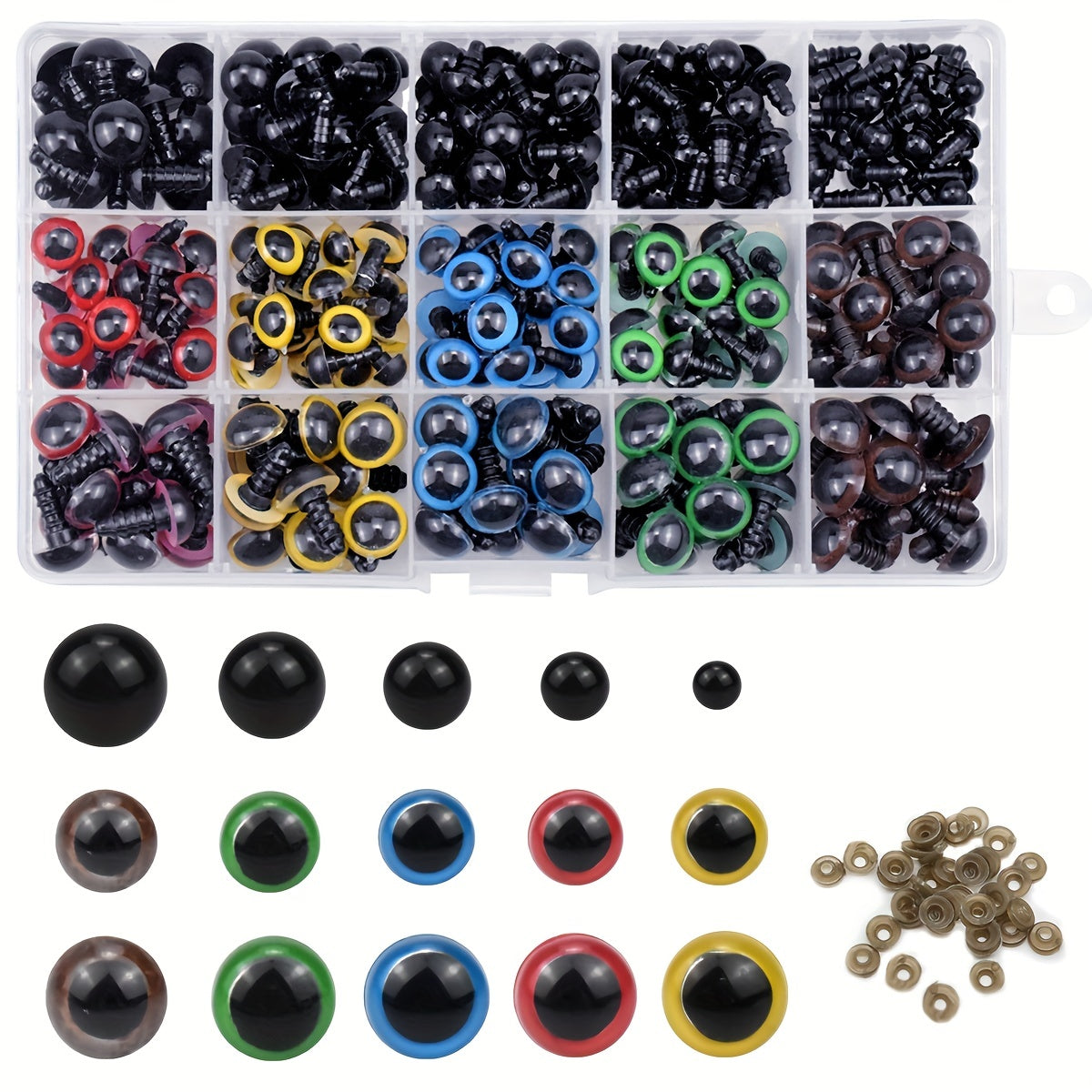 310pcs Colorful Plastic Safety Eyes for Doll Making - 6-12MM Size