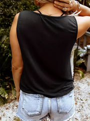 Guitar & Wing Print V Neck Tank Top Women's Sleeveless Summer Casual Top