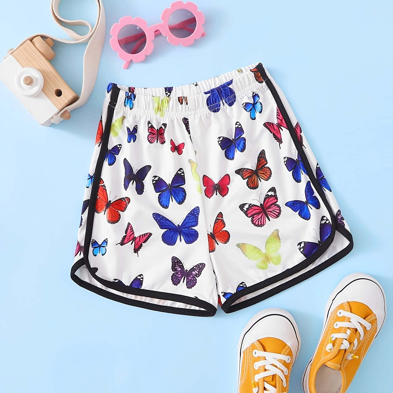 Toddler Girls Butterfly Print Shorts Elastic Waist Bottoms Baby Kids Clothes