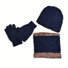 Kids Winter Knit Hat Scarf Gloves Set, Warm Beanie with Gloves & Scarf