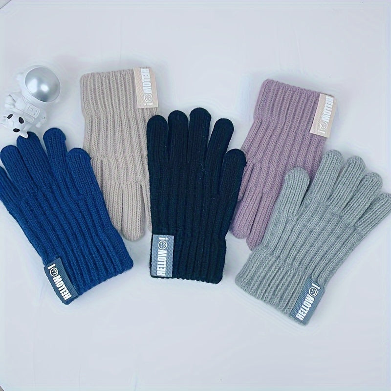 Kids Winter Sports Gloves Elastic Warm Keeping Knitted Coldproof Glove