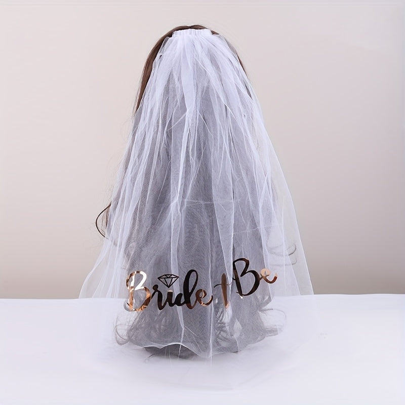Bride to Be Single Layer Lace Bridal Veil Headpiece