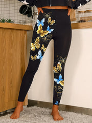Butterfly Print Skinny Leggings High Waist Stretchy Leggings