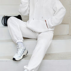 Casual Hoodie & Pants Set w/ Kangaroo Pocket, Drawstring - Women