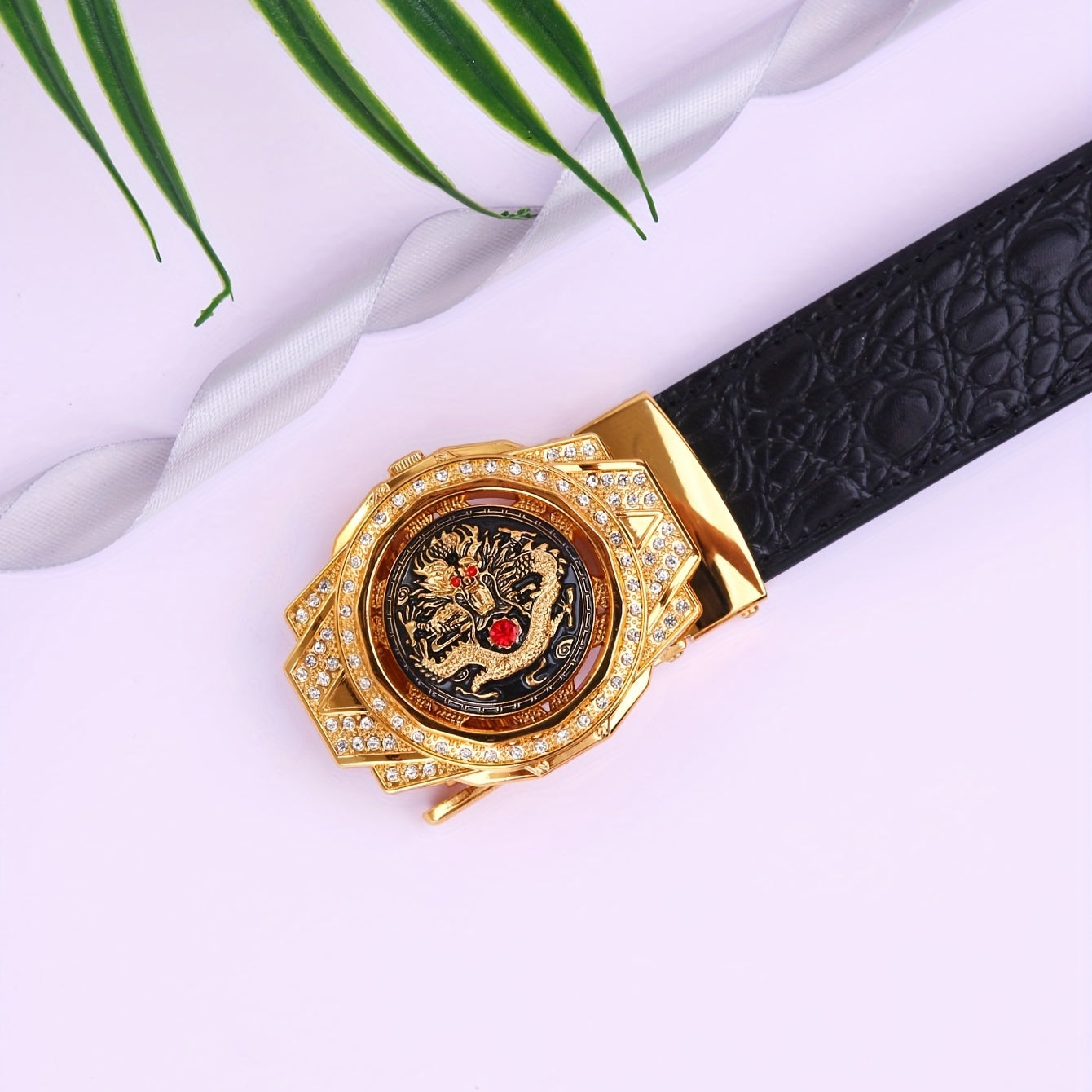 Men's PU Leather Belt For Suit Pants Trousers Jeans Automatic Buckle