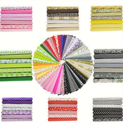56pcs Quilted Fabric Cotton Craft Fabric Bundle Square Quilted DIY Sewing