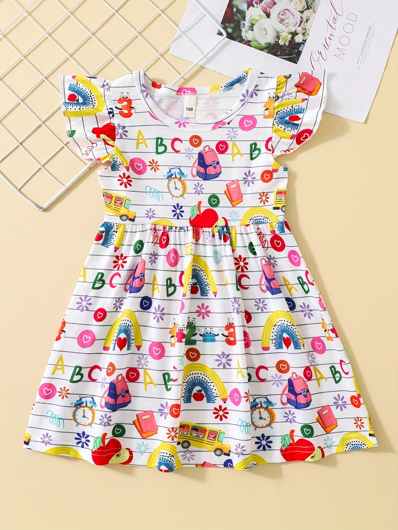 Girls School Print Casual Summer Dress