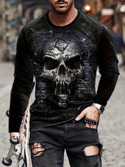 Skull 3D Print Men's Long Sleeve Tee Autumn Mens Clothing