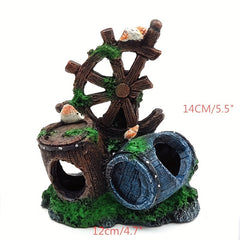 Resin Broken Barrel Aquarium Ornament