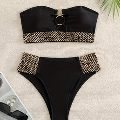 Glitter Band Ring Bikini Set Sexy Swimsuit Beachwear Stretchy Women's Swimwear