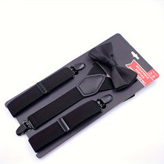 2pcs Boys Teen Casual Adjustable Y Shape Suspenders & Bowtie Set