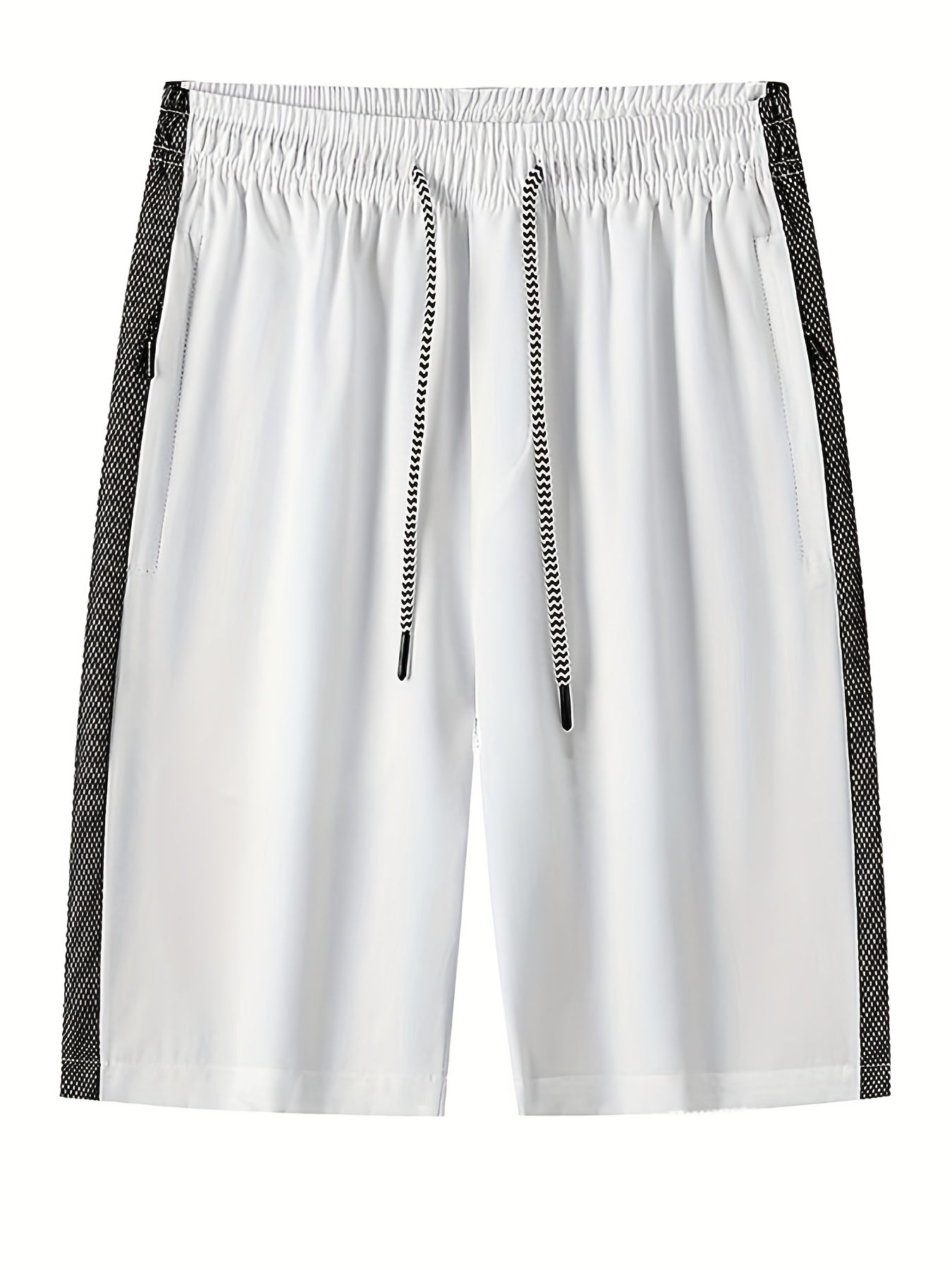 Men's Side Patchwork Loose Shorts Drawstring Sport Shorts for Gym Fitness