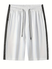 Men's Side Patchwork Loose Shorts Drawstring Sport Shorts for Gym Fitness