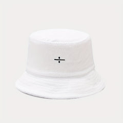 Unisex Sunshade Towel Material Bucket Hat with Division Sign Embroidery