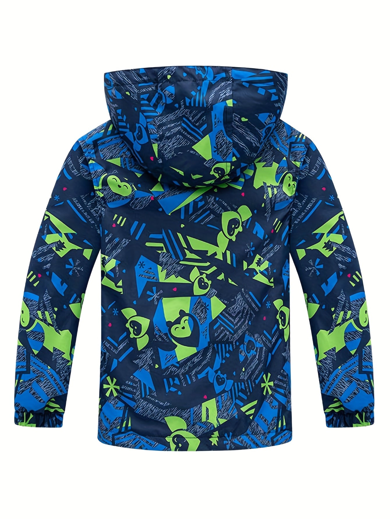 Boys Graffiti Windbreaker Fleece Lining Hooded Jacket Kids Clothing