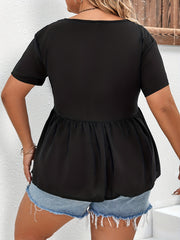 Women's Short Sleeve V Neck Mesh Blouse