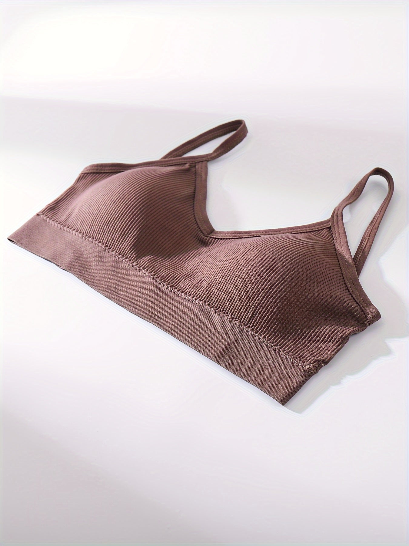 Solid Ribbed Cami Tops V Neck Sports Crop Top Women's Lingerie & Underwear