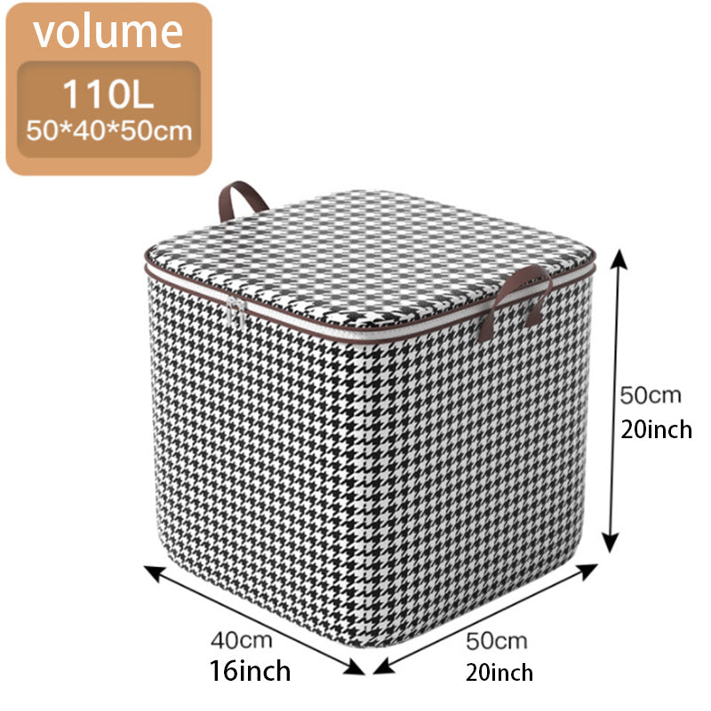Large Capacity Storage Bag Houndstooth Patten Zipper Organizer