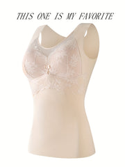 Lace Thermal Tank Top Crew Neck Sleeveless Women's Lingerie
