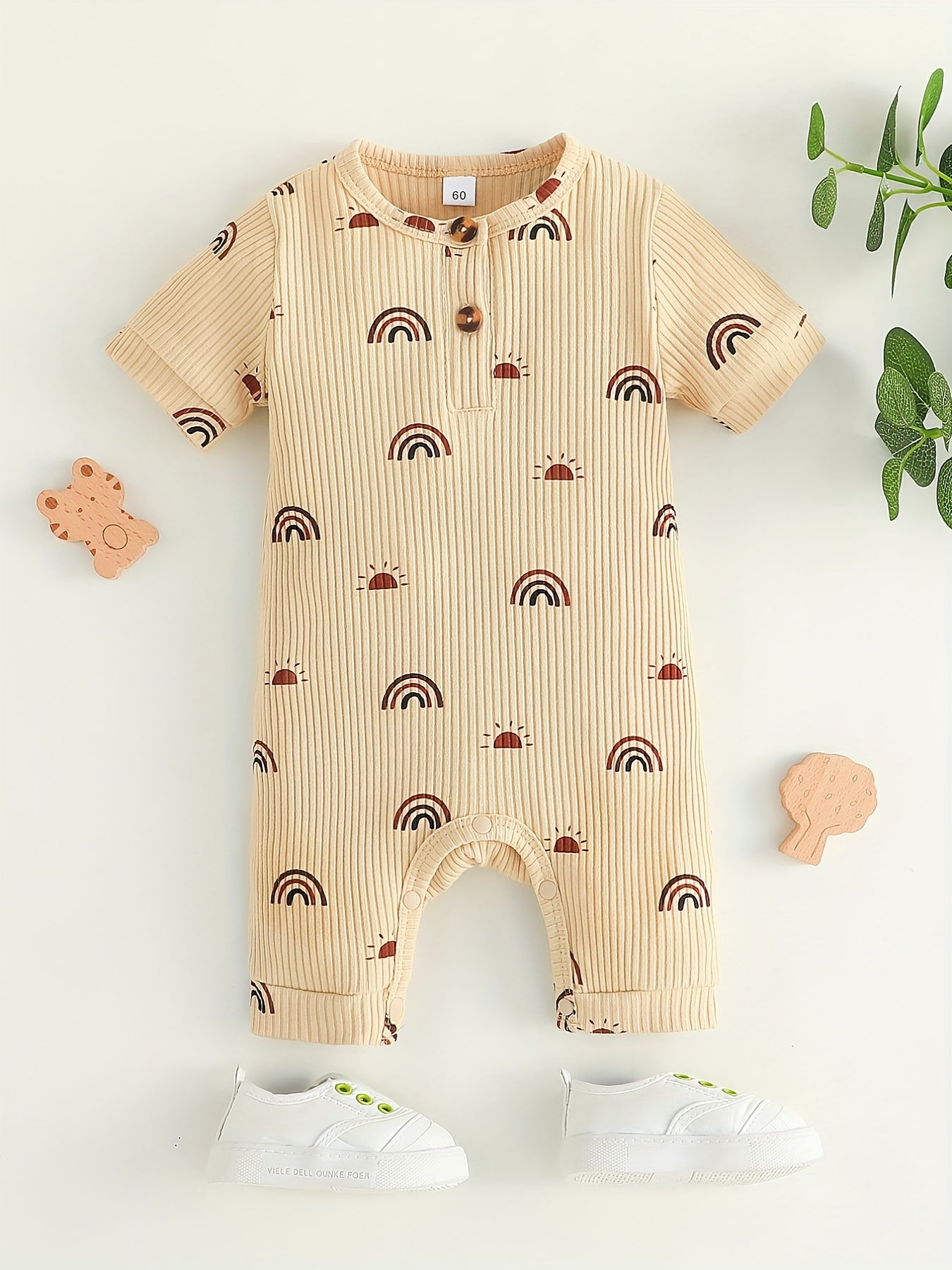 Boys Girls Cartoon Print Romper Jumpsuit Unisex Baby Clothes