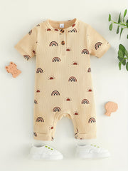 Boys Girls Cartoon Print Romper Jumpsuit Unisex Baby Clothes