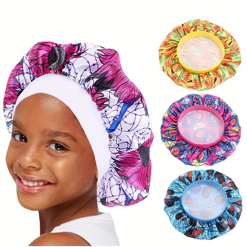 Baby Silky Sleep Cap African Print Satin Bonnet Turban Chemo Hat For Kids