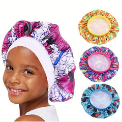 Baby Silky Sleep Cap African Print Satin Bonnet Turban Chemo Hat For Kids