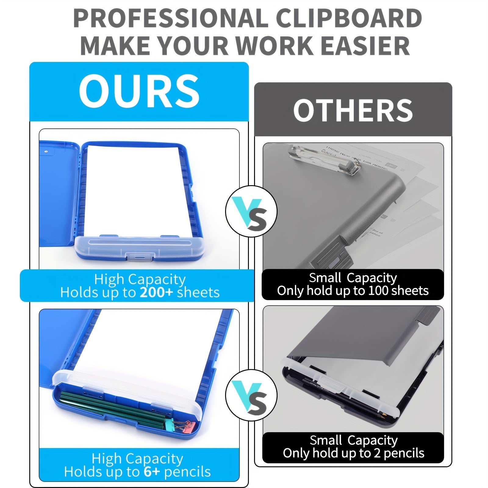 Plastic A4 Clips Board w/ Pen Holder 8.5X11 Clipboard