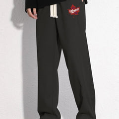 Leaf Pattern Mopping Trousers Men's Casual Loose Fit Pants