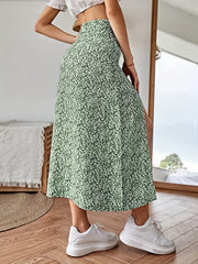Boho Floral Split Skirt High Waist for Spring & Summer