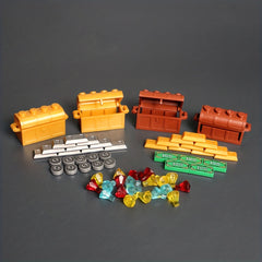 Building Blocks Money Pattern Golden Silvery Cash Blocks Parts Treasure Chest