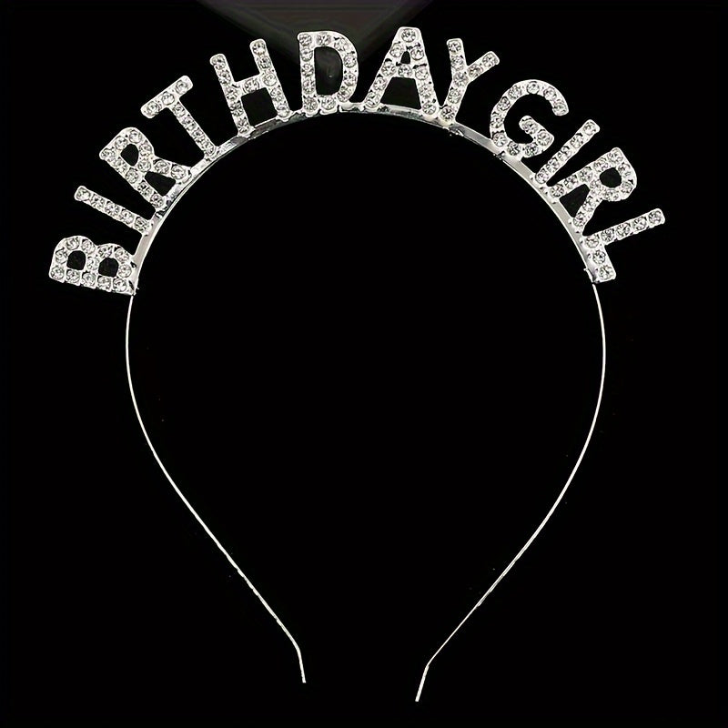 Birthday Girl Headband Metal Rhinestones Hair Hoop Party Decor
