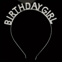 Birthday Girl Headband Metal Rhinestones Hair Hoop Party Decor