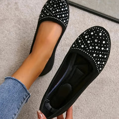 Women's Rhinestone Flat Shoes Soft Sole Slip On Shoes Comfy Walking