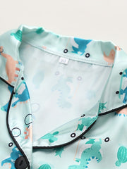 Boys Dino Pajama Set Short Sleeves & Bottoms Comfortable Homewear