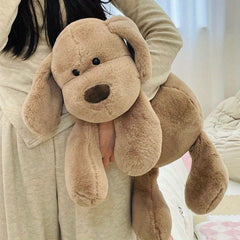 Soft Beige Puppy Plush Stuffed Animal with Expressive Eyes & Fluffy Ears