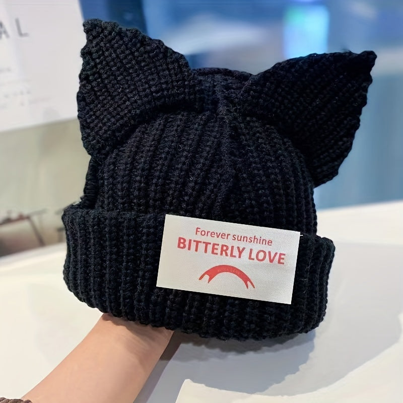 Cat Ears Knit Beanie Hat Unisex Winter Warm Slouch Ski Cap