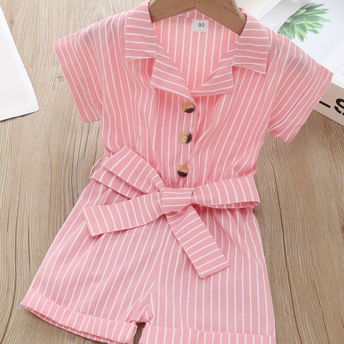 Baby Girl Striped Short Sleeve Romper