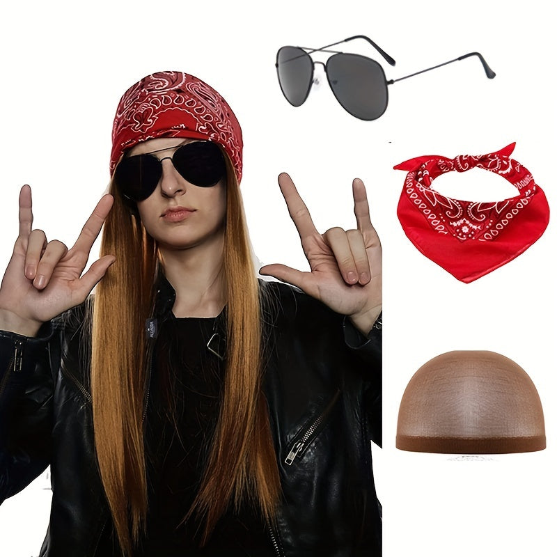 80s Metal Rock Star Wig Set for Halloween Costume