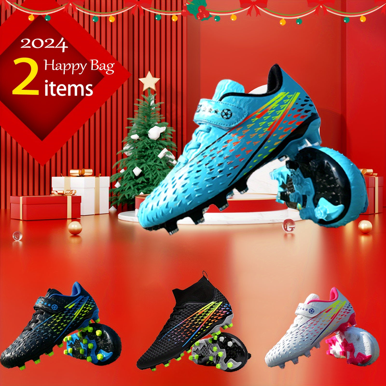 2pcs Boy's Non Slip Football Cleat With Spikes - Outdoor Soccer Cleats