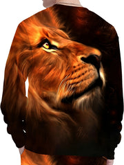 Lion Print Men's Outfit: Sweatshirt & Sports Trousers