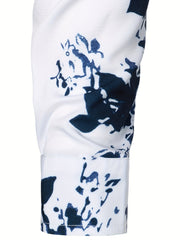 Men's Flower Print Casual Button Up Shirt