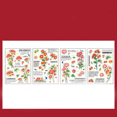 4-Piece Set PET Gilded Flower Stickers Retro Hand Ledger Stickers