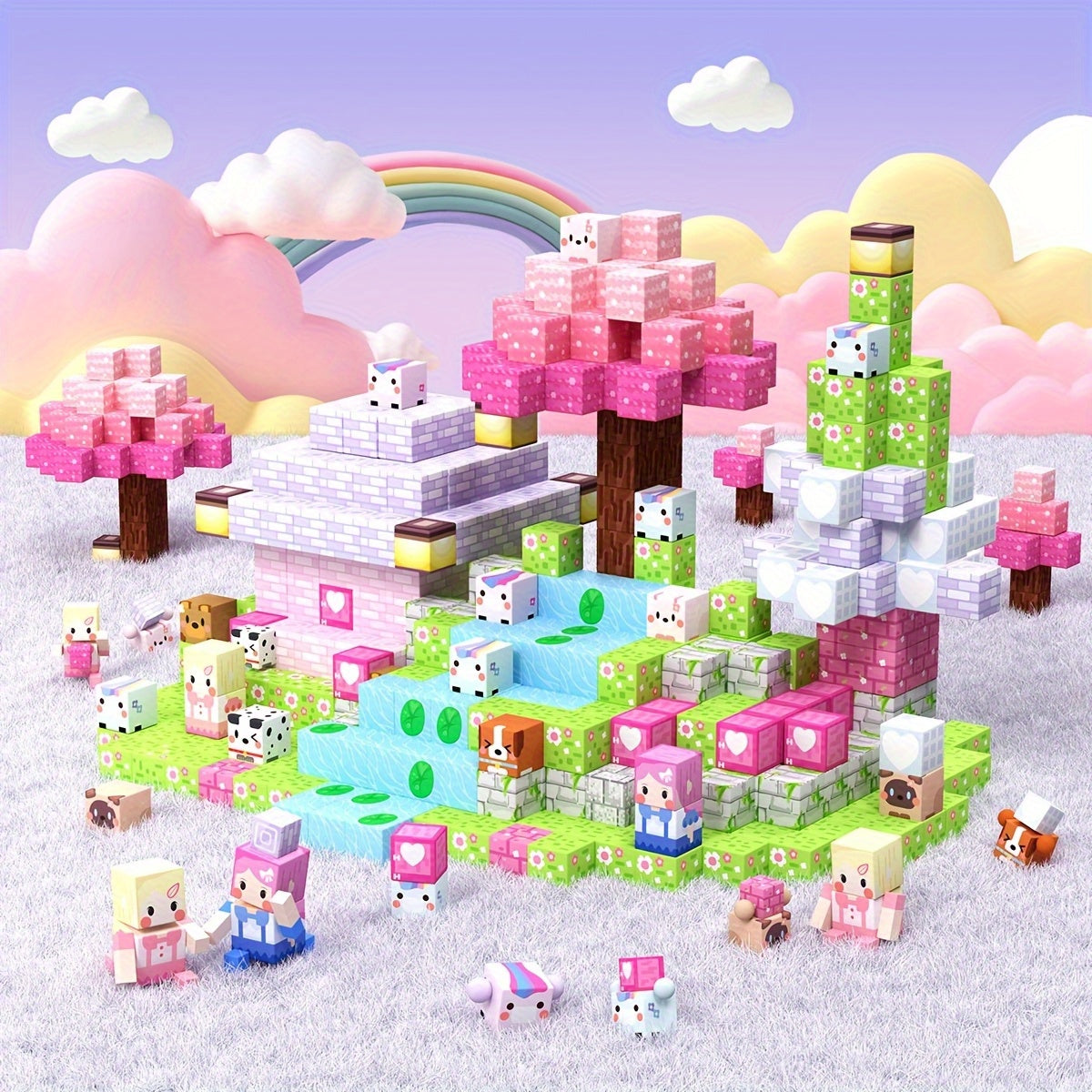 100pcs Magnetic Building Blocks Sakura World Set Magnetic Puzzle Sakura Tree Mag